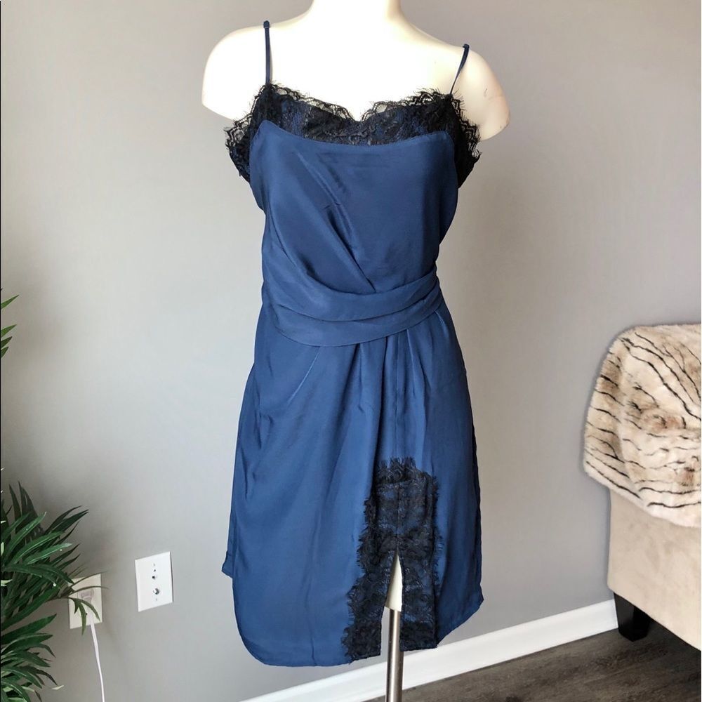 Victorias secret navy draped dress black lace